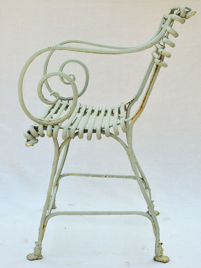 19th Century French Arras garden armchair with claw feet and scroll armrests