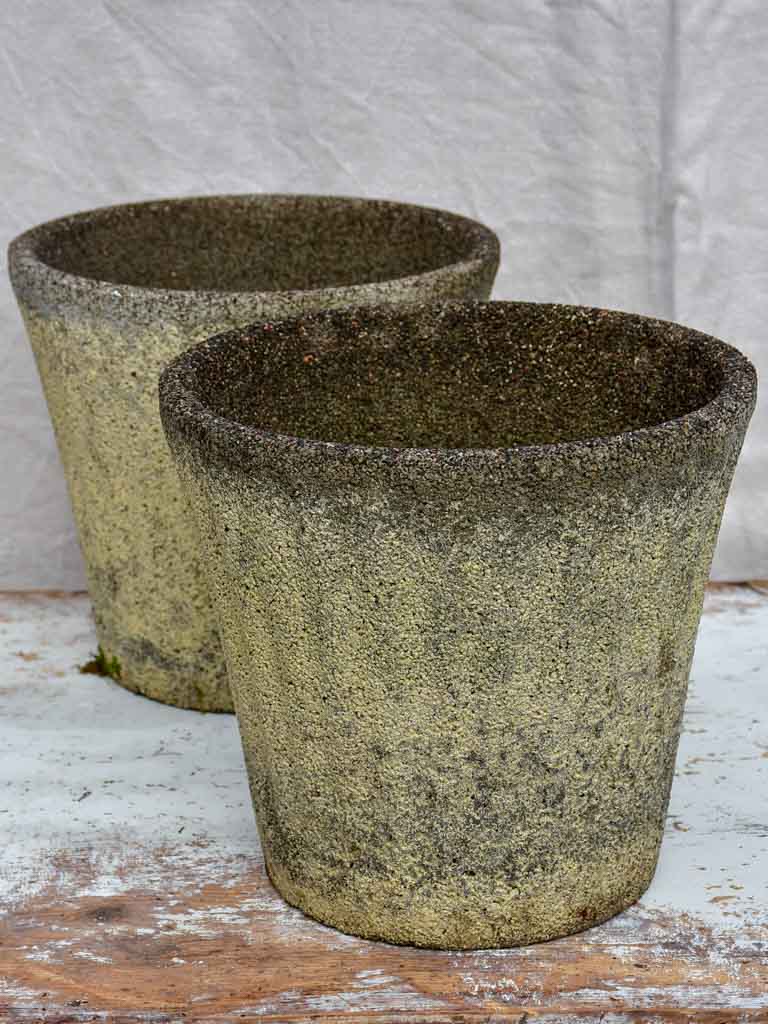 Pair of mid-century fluted reconstitued stone garden planters