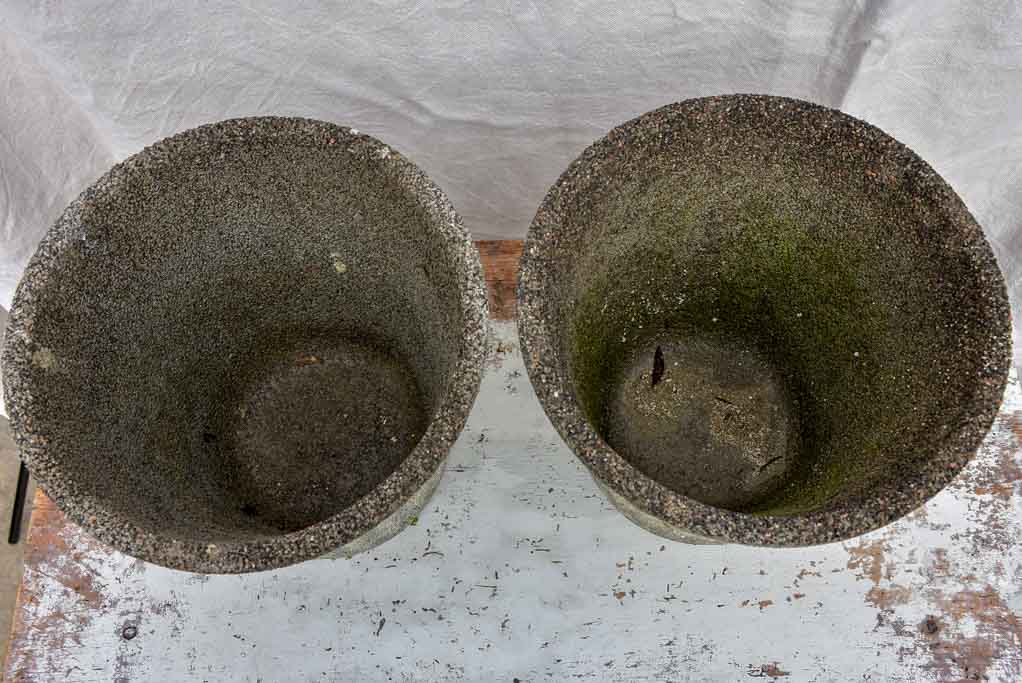 Pair of mid-century fluted reconstitued stone garden planters