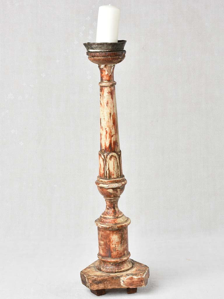 Timeworn Antique Altar Red Candlestick