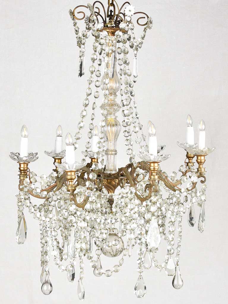 Antique French chandelier with 9 arms 25½" diameter