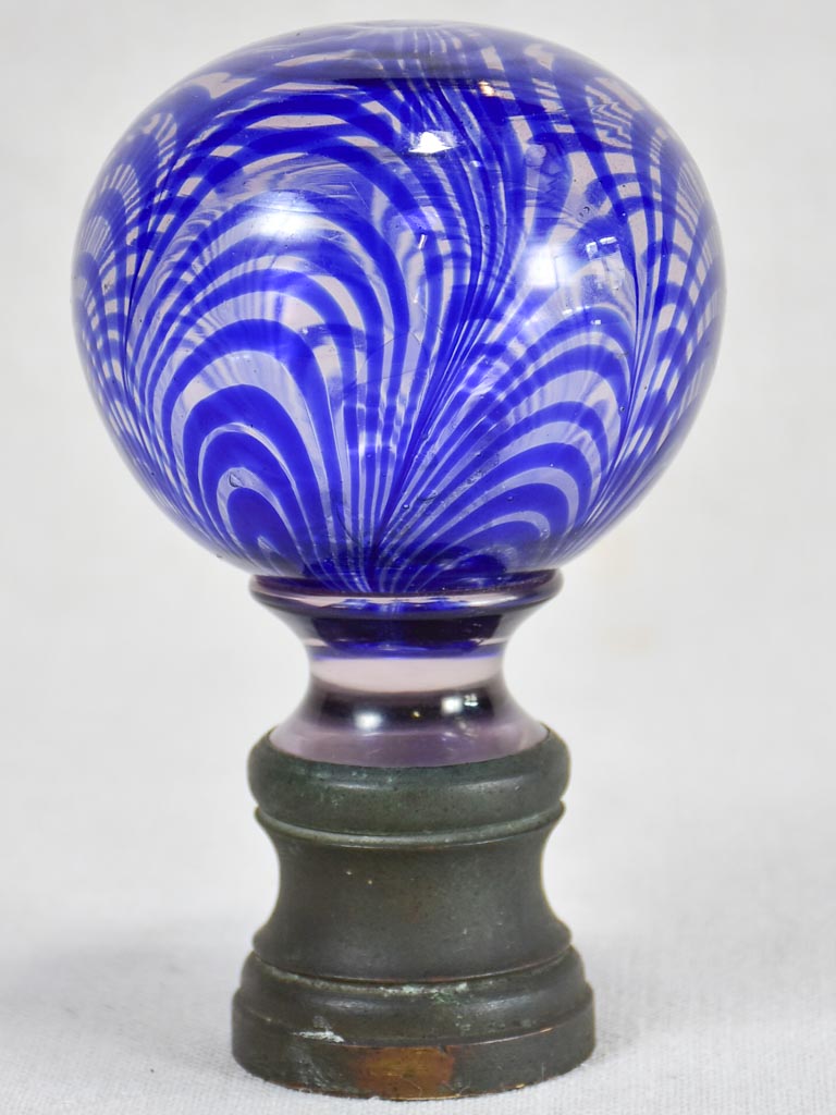 19th-century blue glass balustrade ball