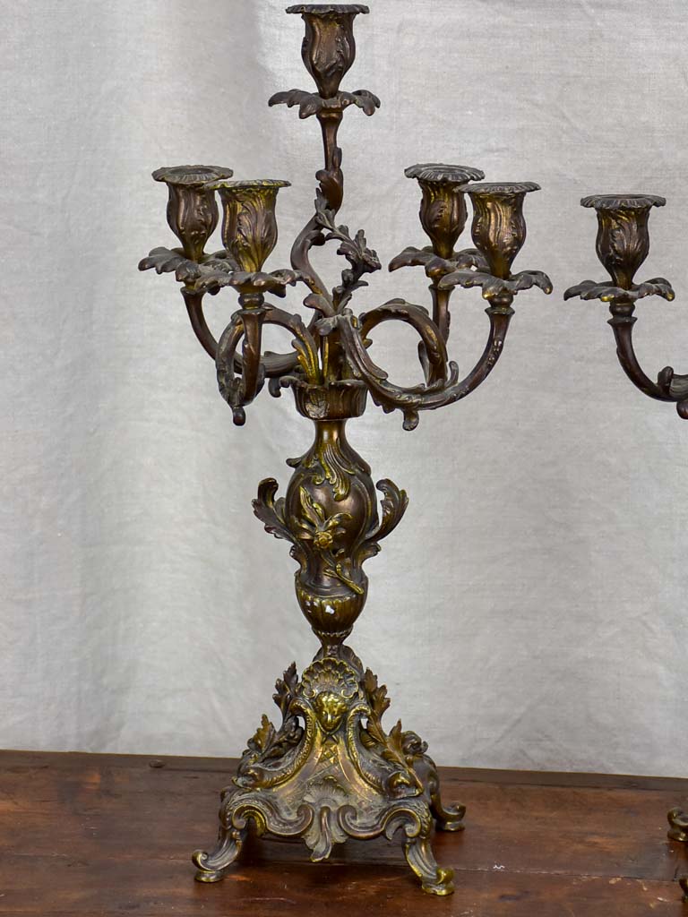 Pair of antique French bronze candlesticks