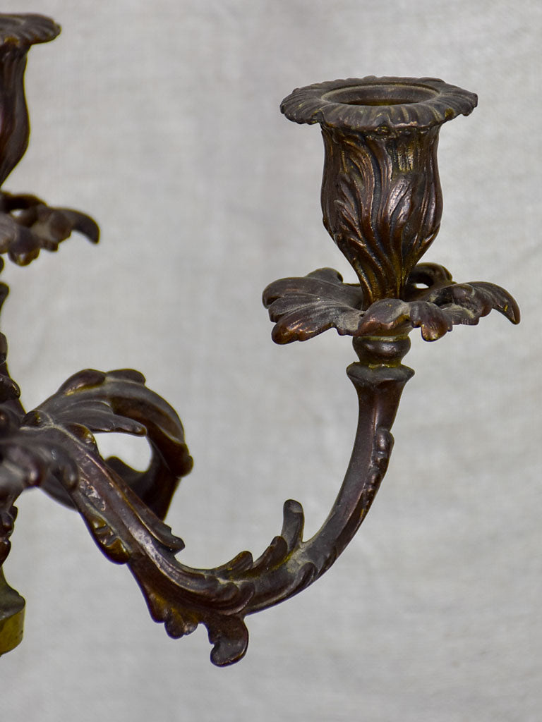 Pair of antique French bronze candlesticks