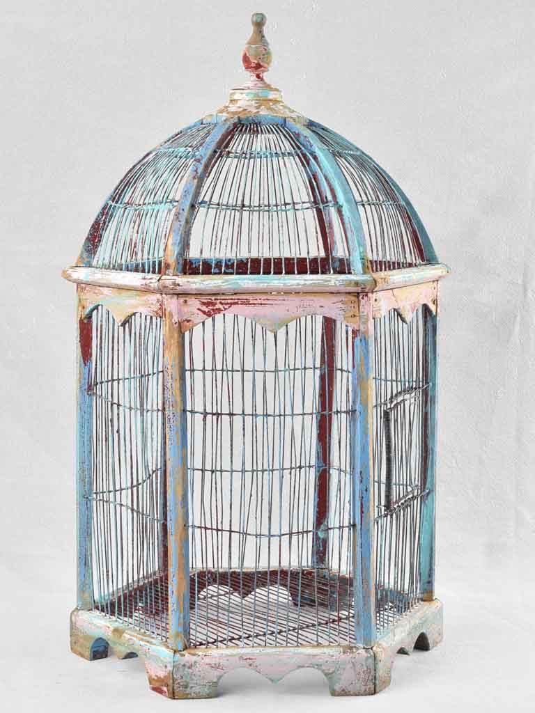 1930s hexagonal French birdcage with dome 29¼"