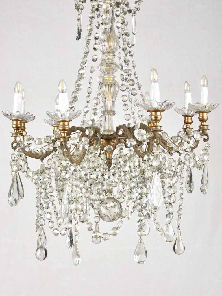 Antique French chandelier with 9 arms 25½" diameter