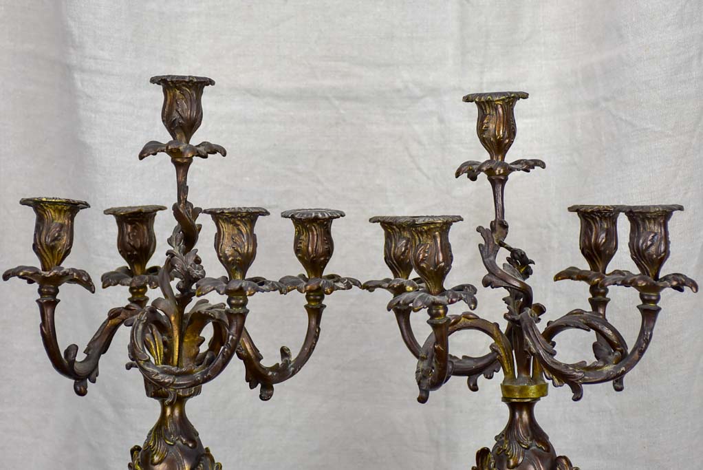 Pair of antique French bronze candlesticks