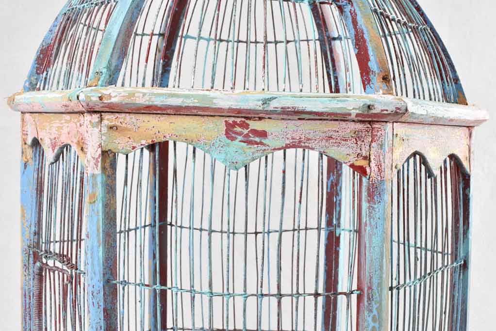 1930s hexagonal French birdcage with dome 29¼"