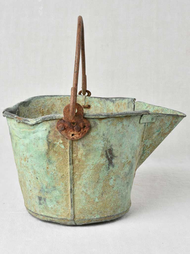 Rustic antique French copper bucket