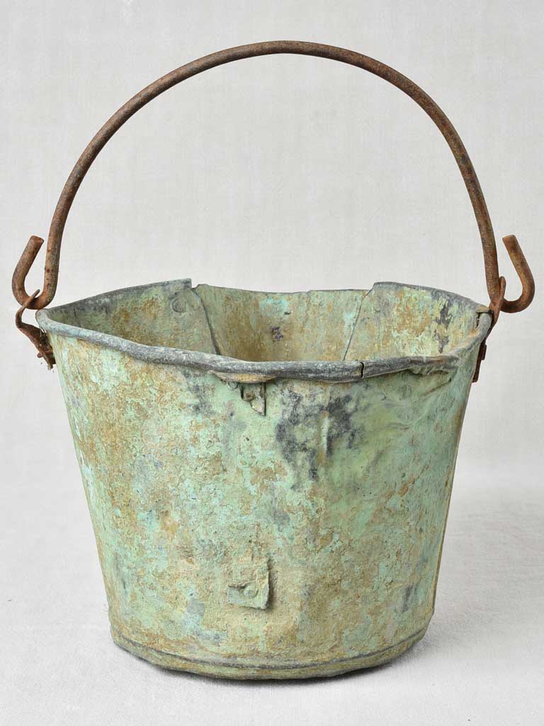 Rustic antique French copper bucket