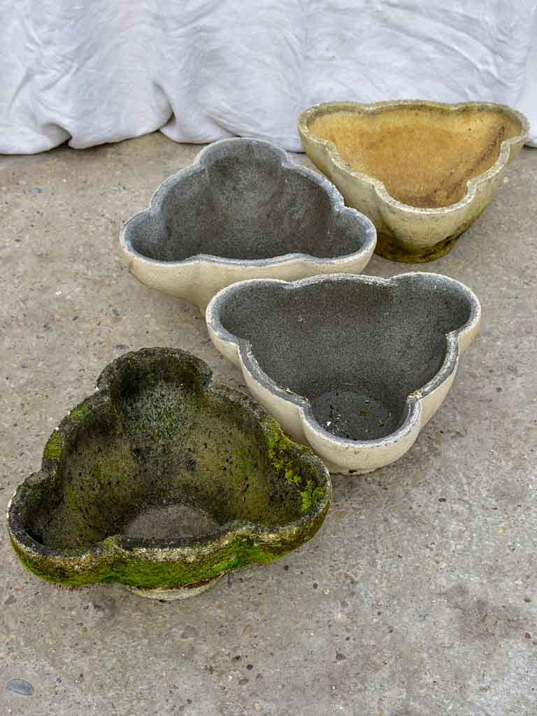 Collection of three 'Mickey's ears' mid-century garden planters