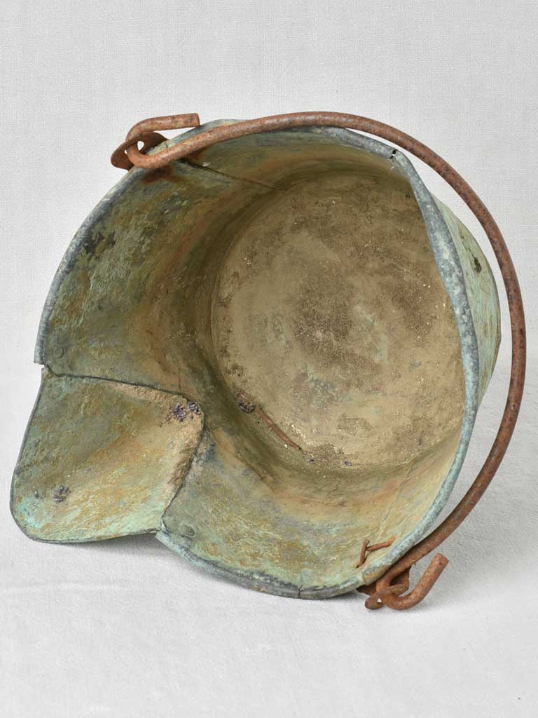 Rustic antique French copper bucket