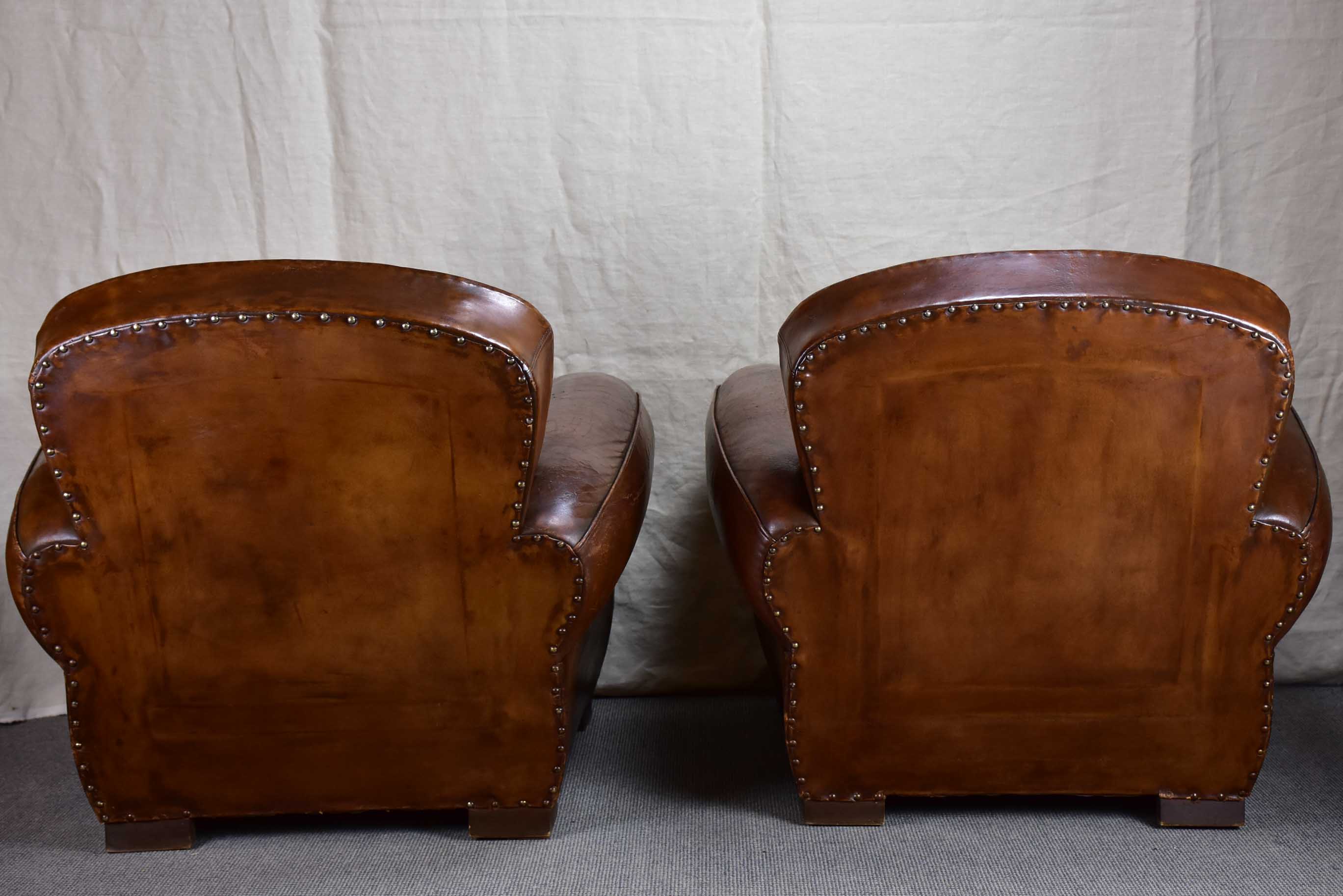 Pair of French leather club chairs from the 1950's