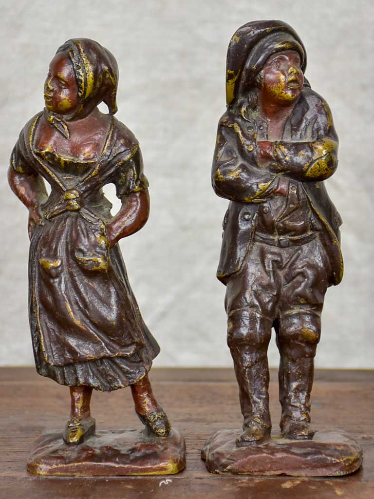 Pair of antique French bronze sculptures