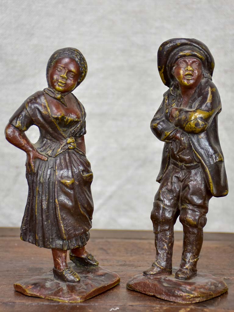 Pair of antique French bronze sculptures