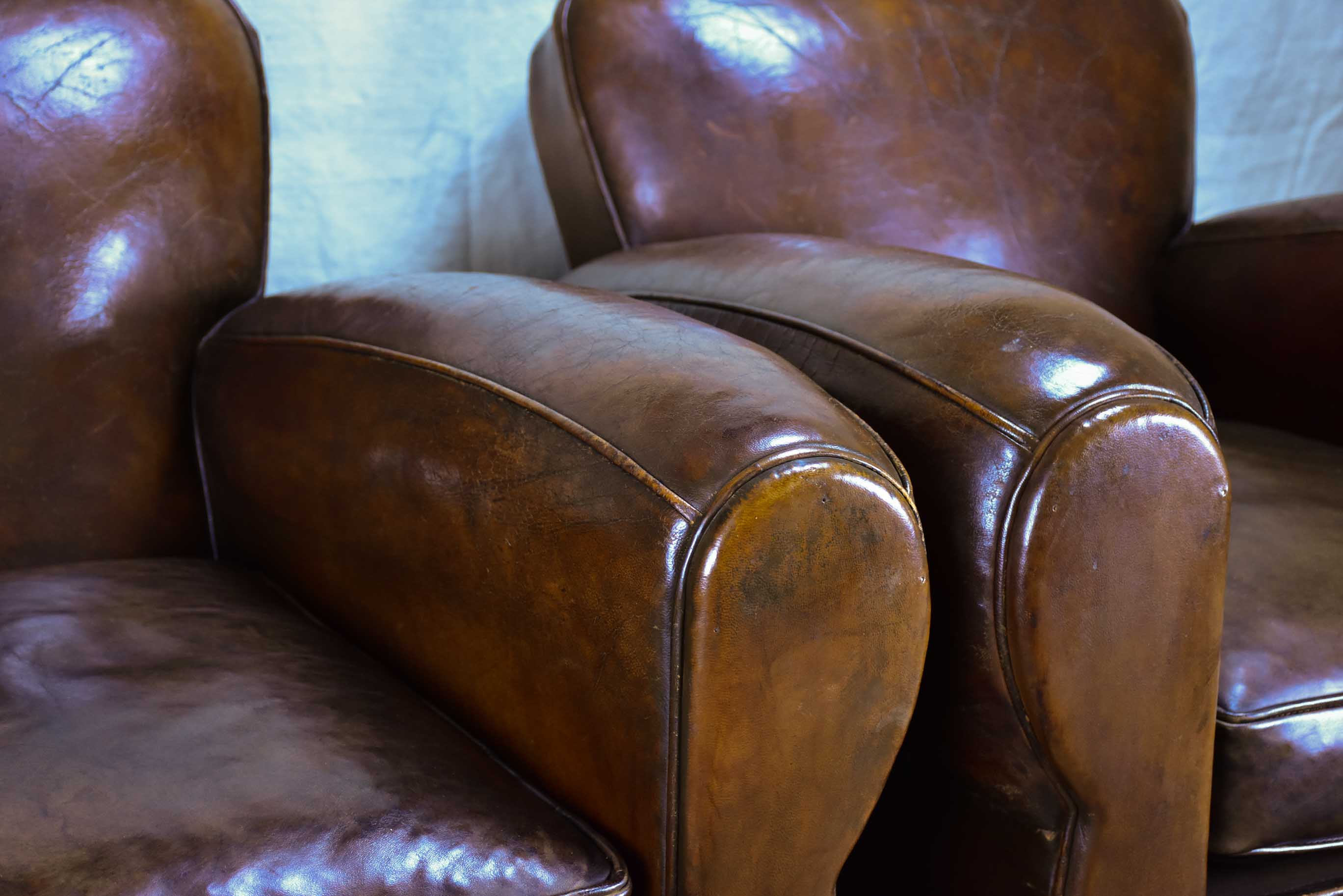 Pair of French leather club chairs from the 1950's