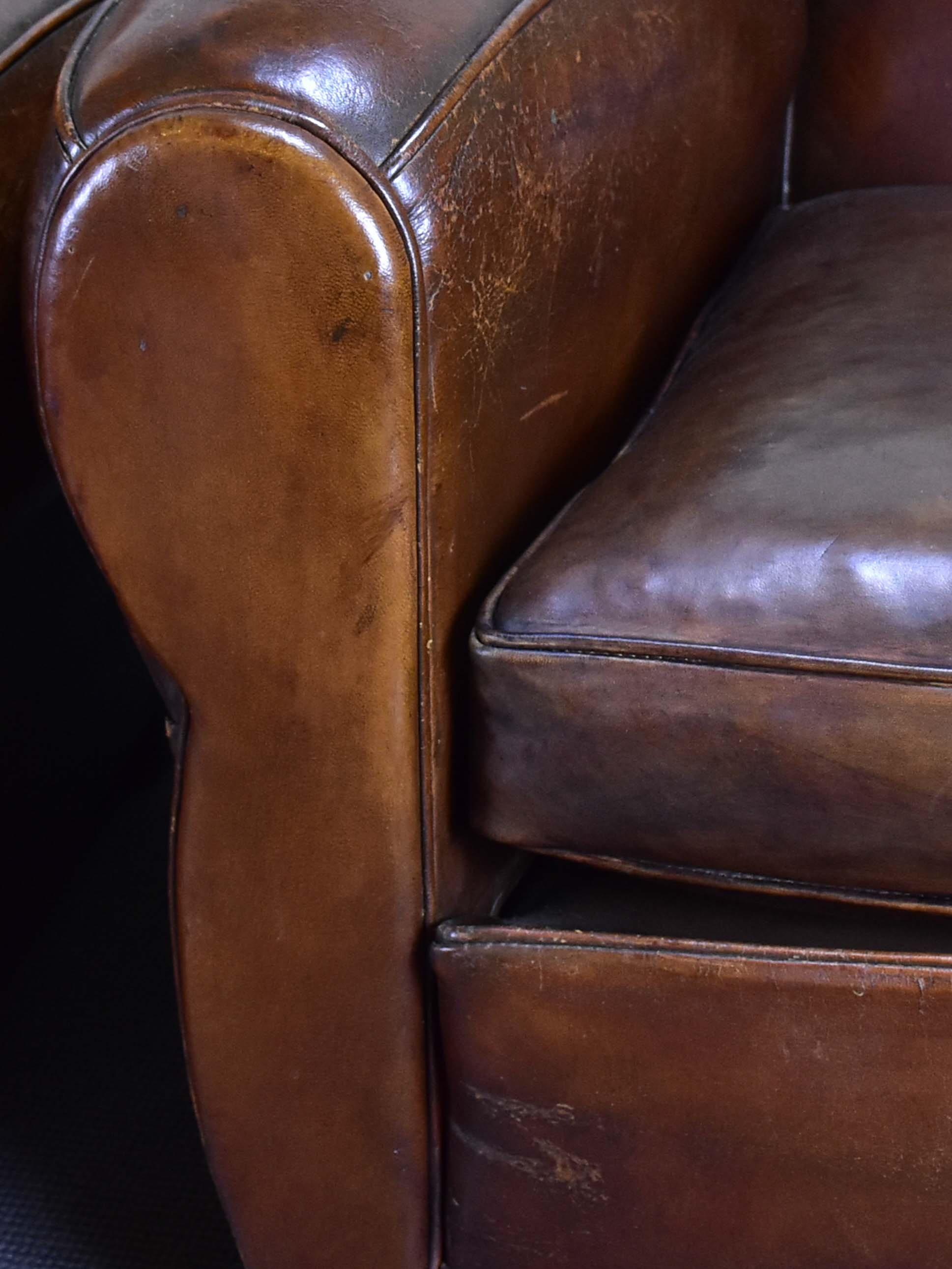 Pair of French leather club chairs from the 1950's