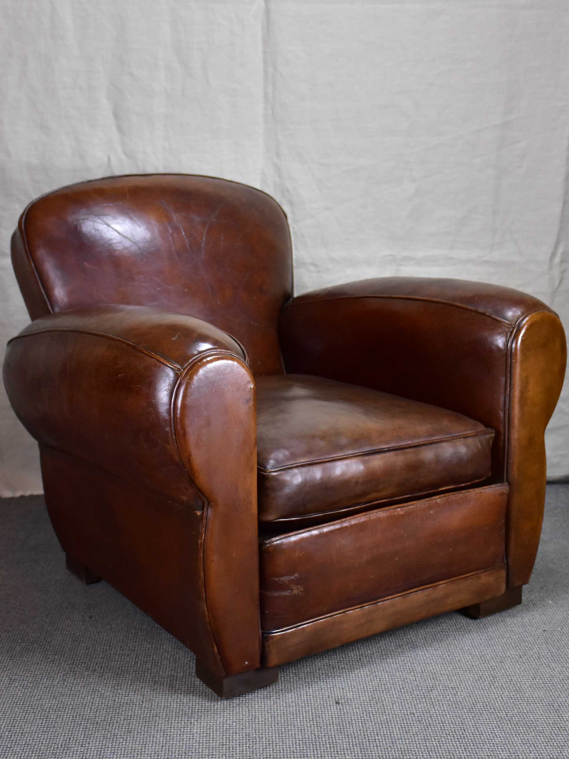 Pair of French leather club chairs from the 1950's