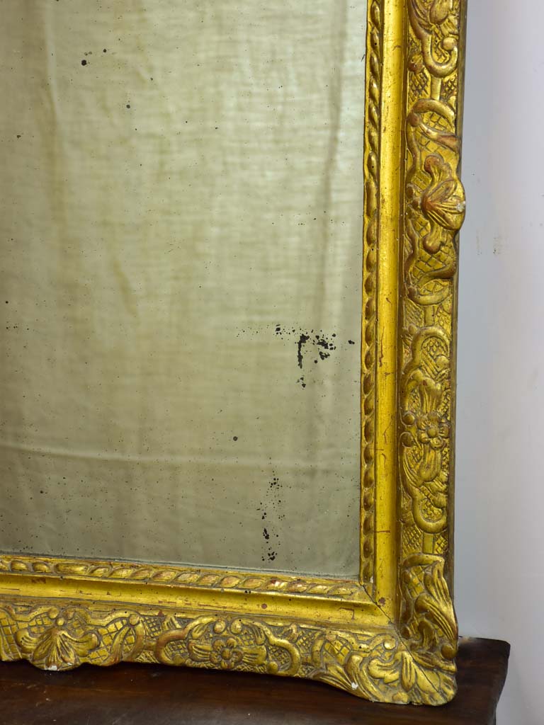 18th Century Louis XV gilded mirror with pediment 56¾" x 31"