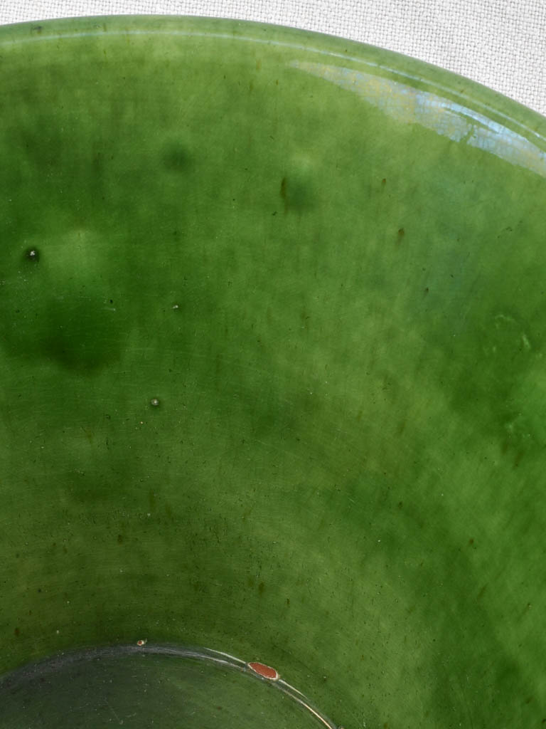 2 Green glazed mixing bowls with pouring beaks