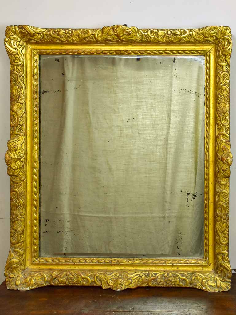 18th Century Louis XV gilded mirror with pediment 56¾" x 31"