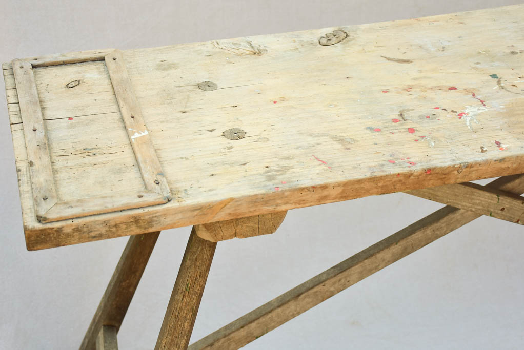 19th Century French washing table with cross-bracing 59" x  15¼"