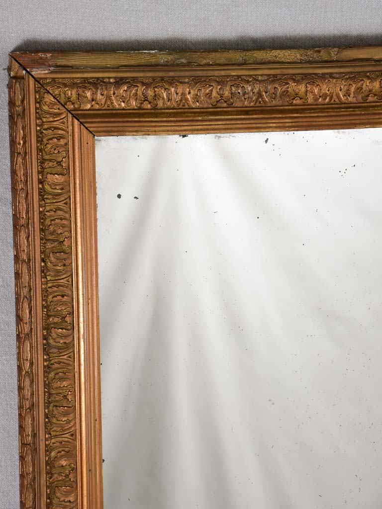 Very large 19th-century French mirror with fatigued gilt frame & mercury glass 51½" x 65¾"