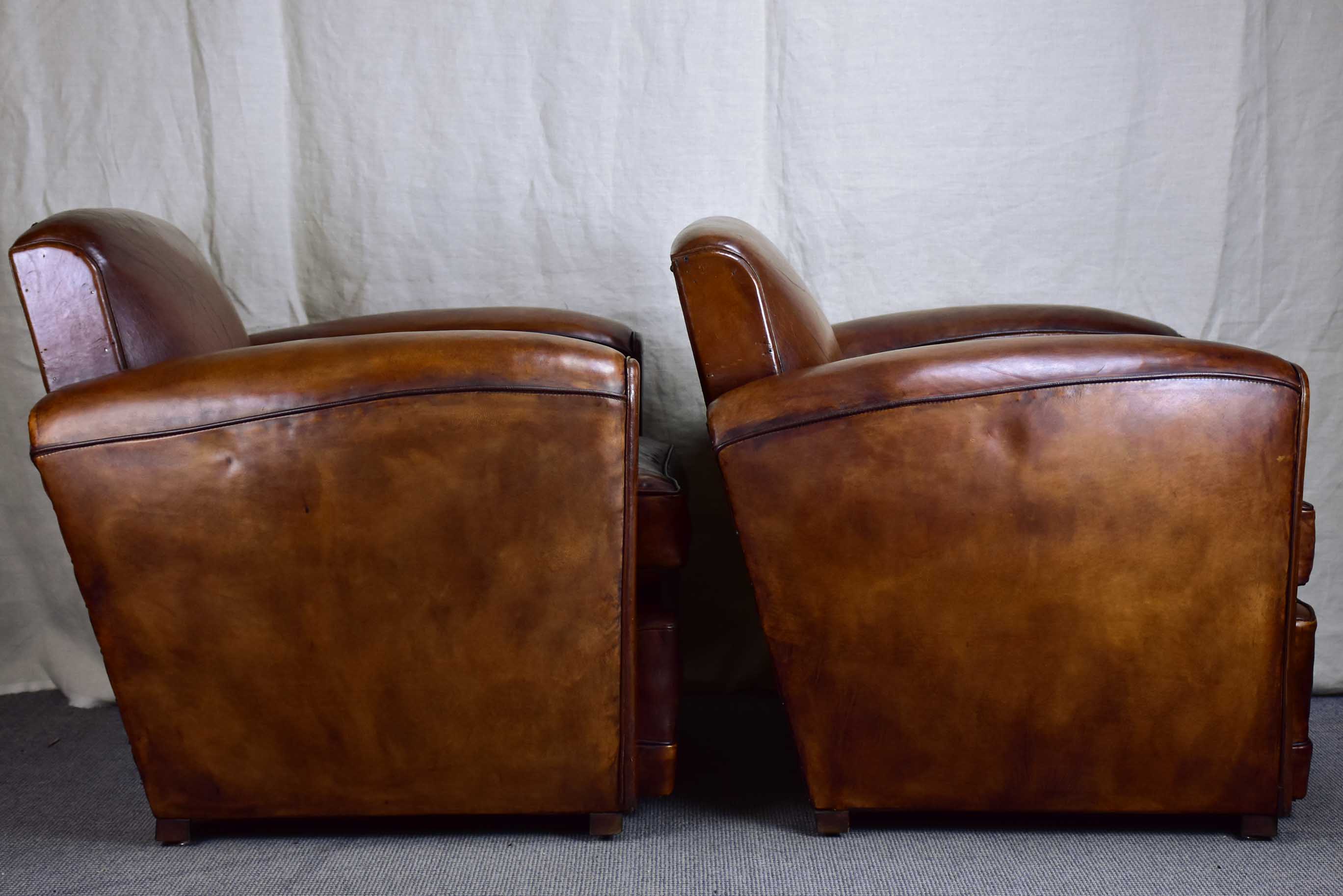 Pair of Art Deco square-backed club chairs