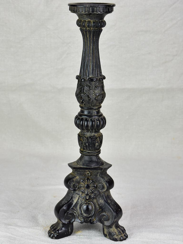 Antique candlestick with black paint finish 15¼"