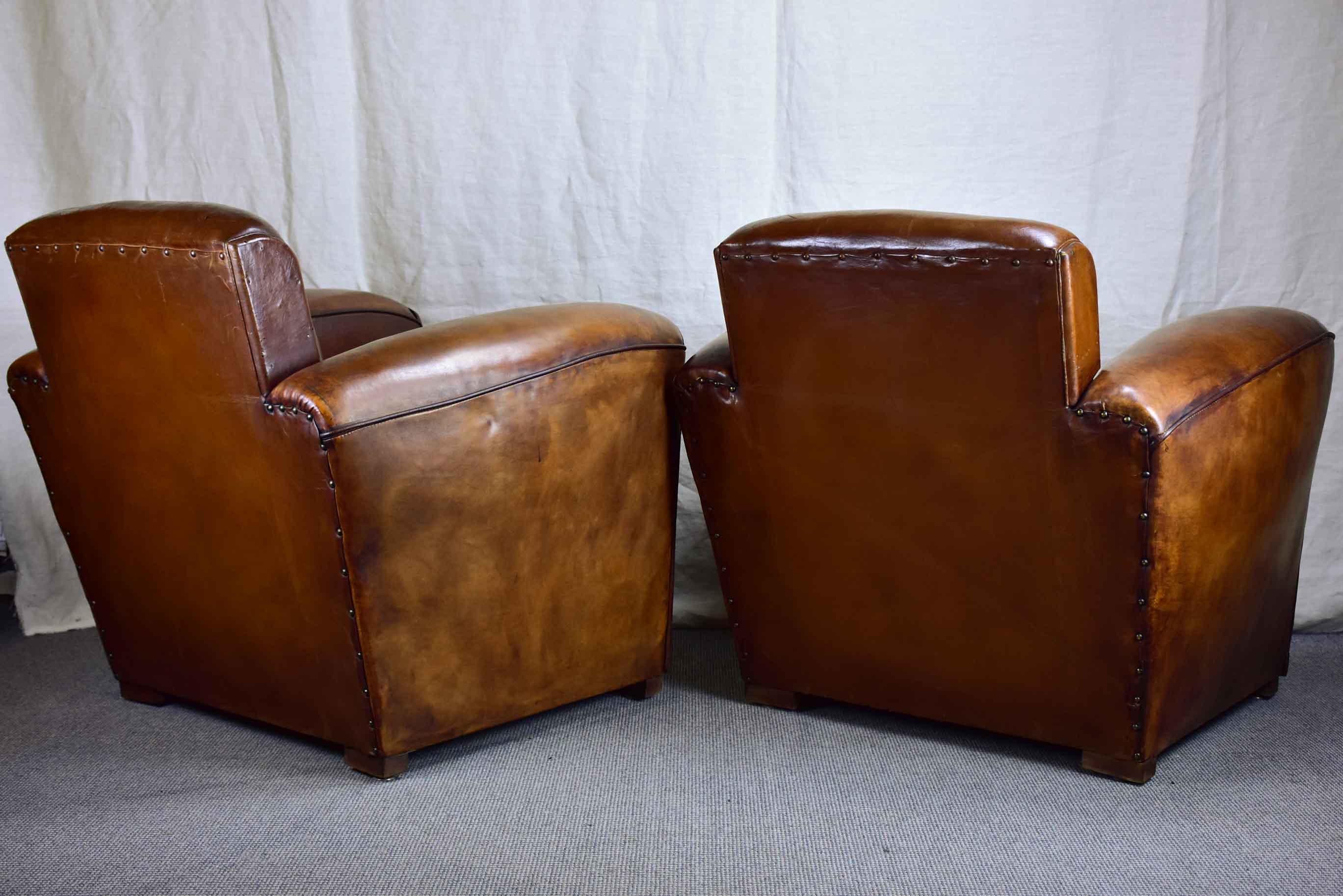 Pair of Art Deco square-backed club chairs