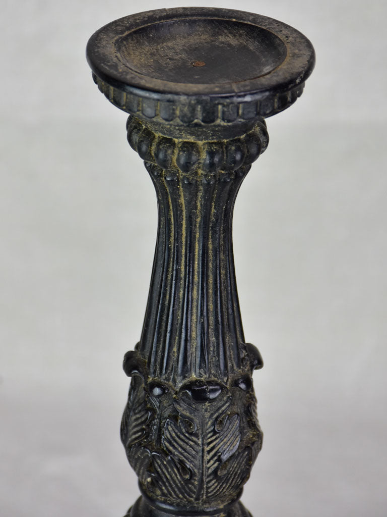 Antique candlestick with black paint finish 15¼"