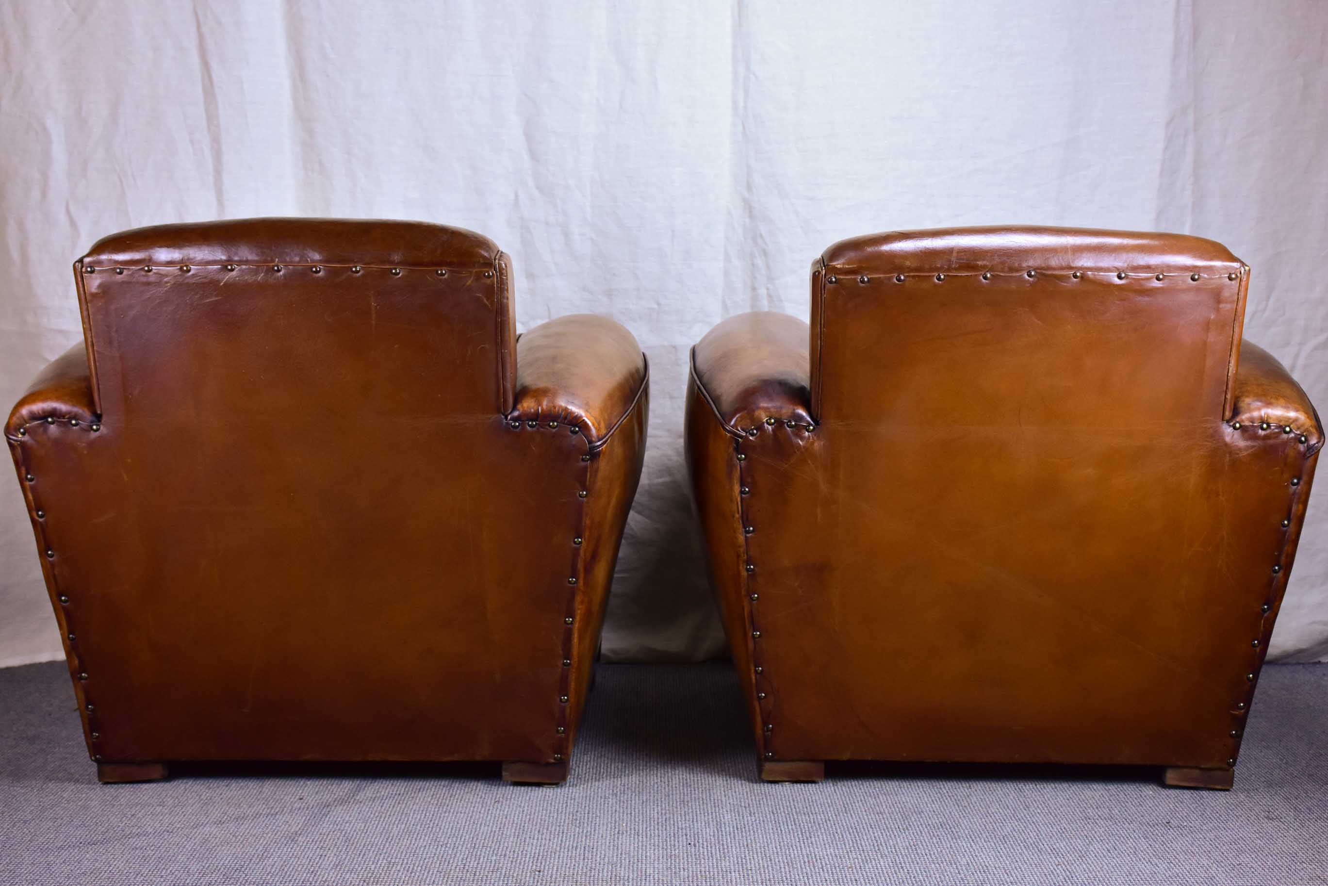 Pair of Art Deco square-backed club chairs