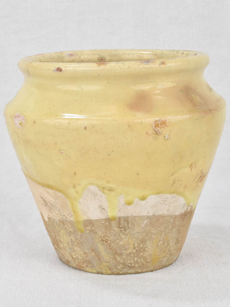 Antique French pot with yellow glaze 7"