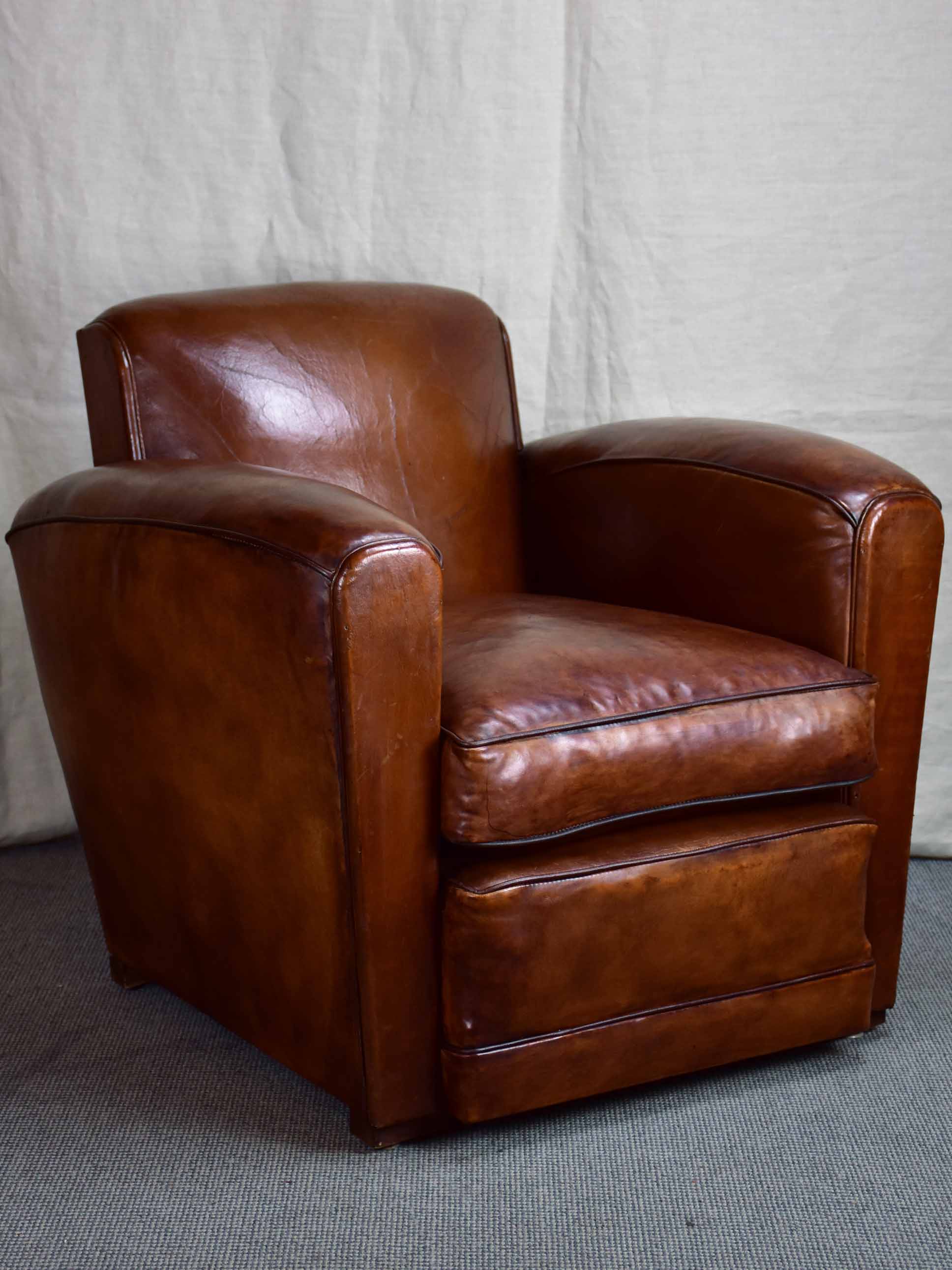 Pair of Art Deco square-backed club chairs