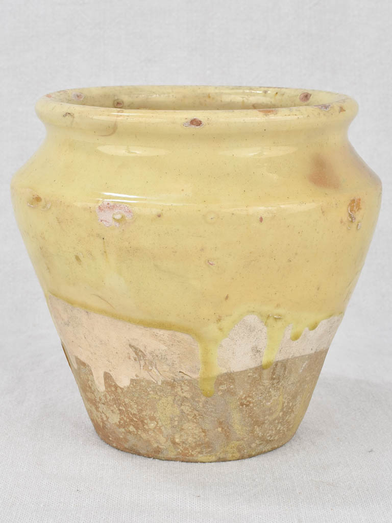 Antique French pot with yellow glaze 7"