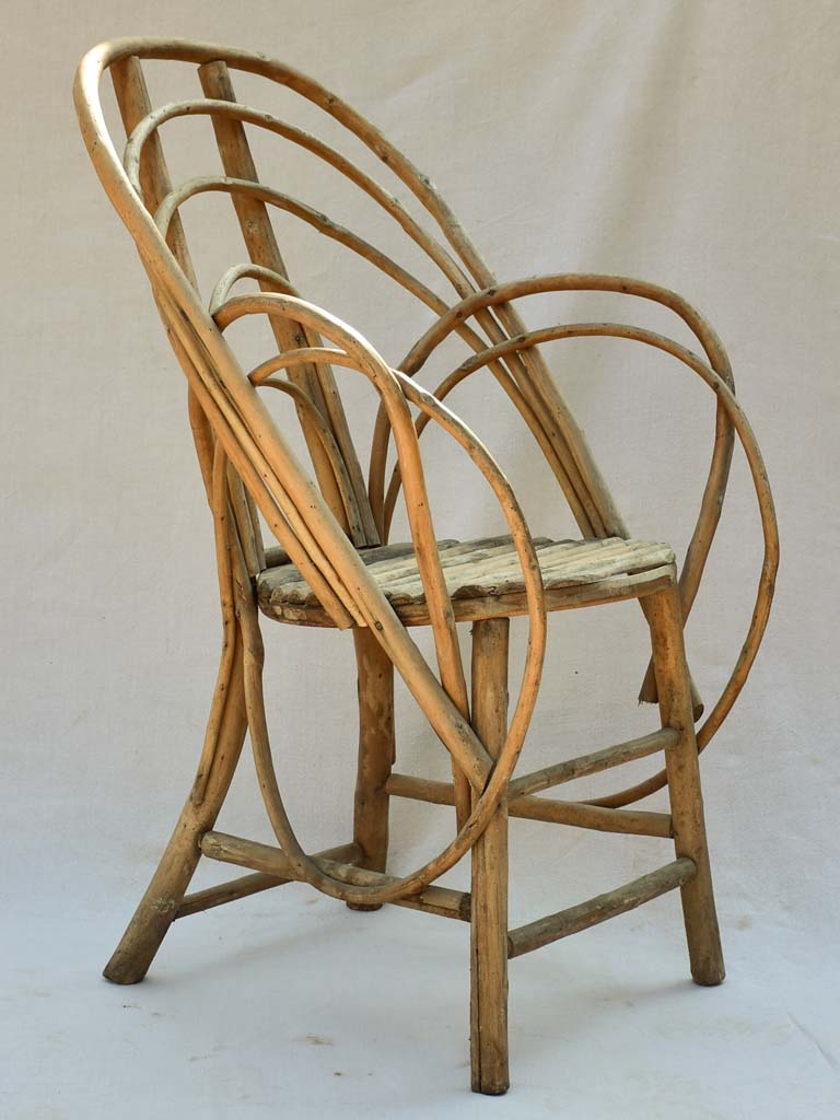 1920's French winter garden armchair - bent wood hazelnut