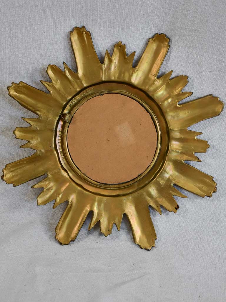 Vintage sunburst mirror with gold-bronze frame 16½"