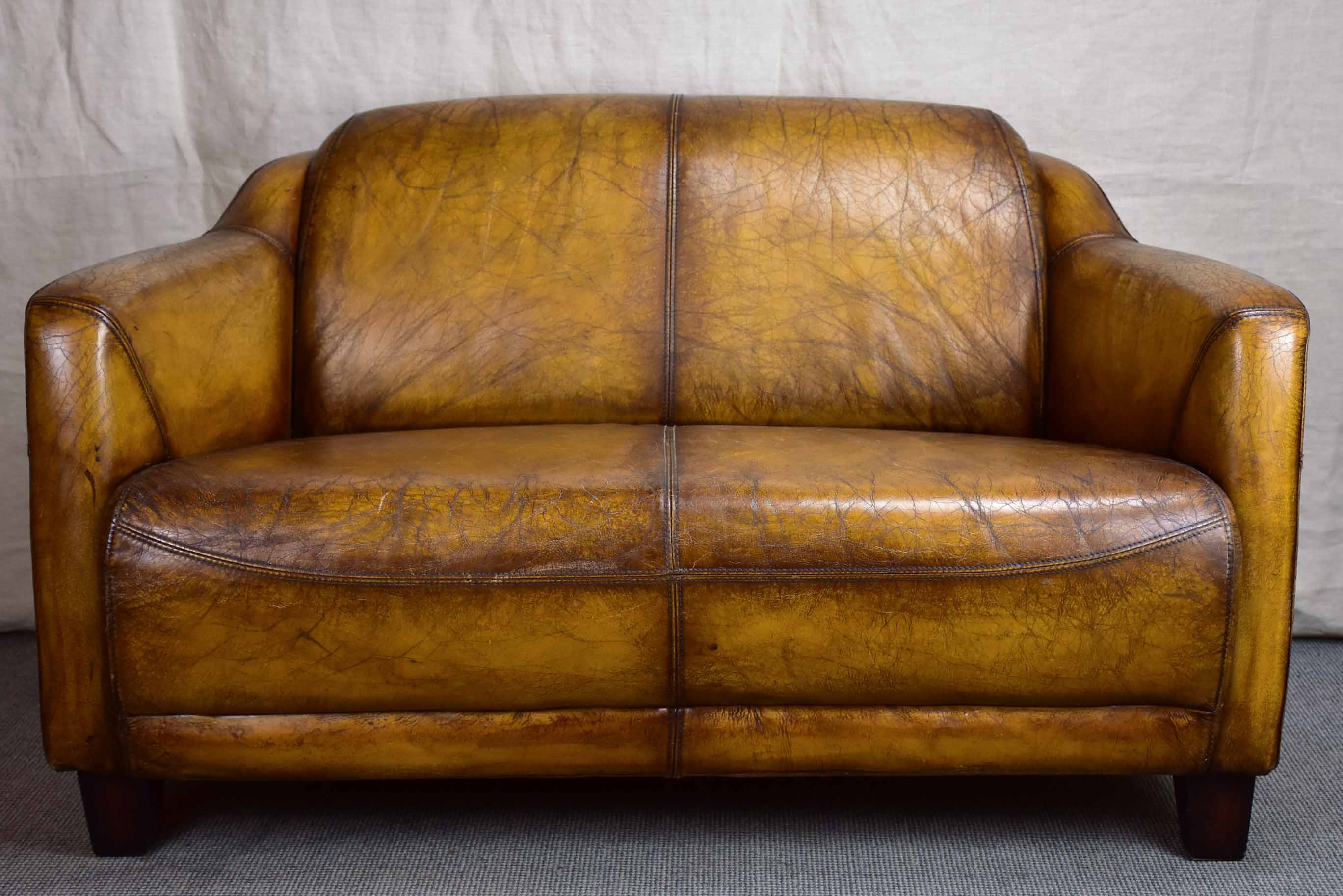 Vintage small leather sofa - two seater