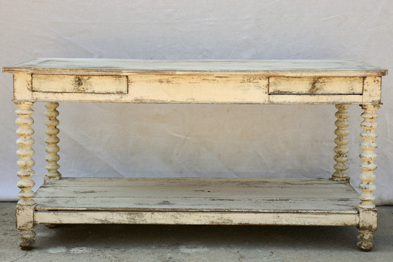 19th Century French oak drapery table with beige patina 30¼" x 62½"