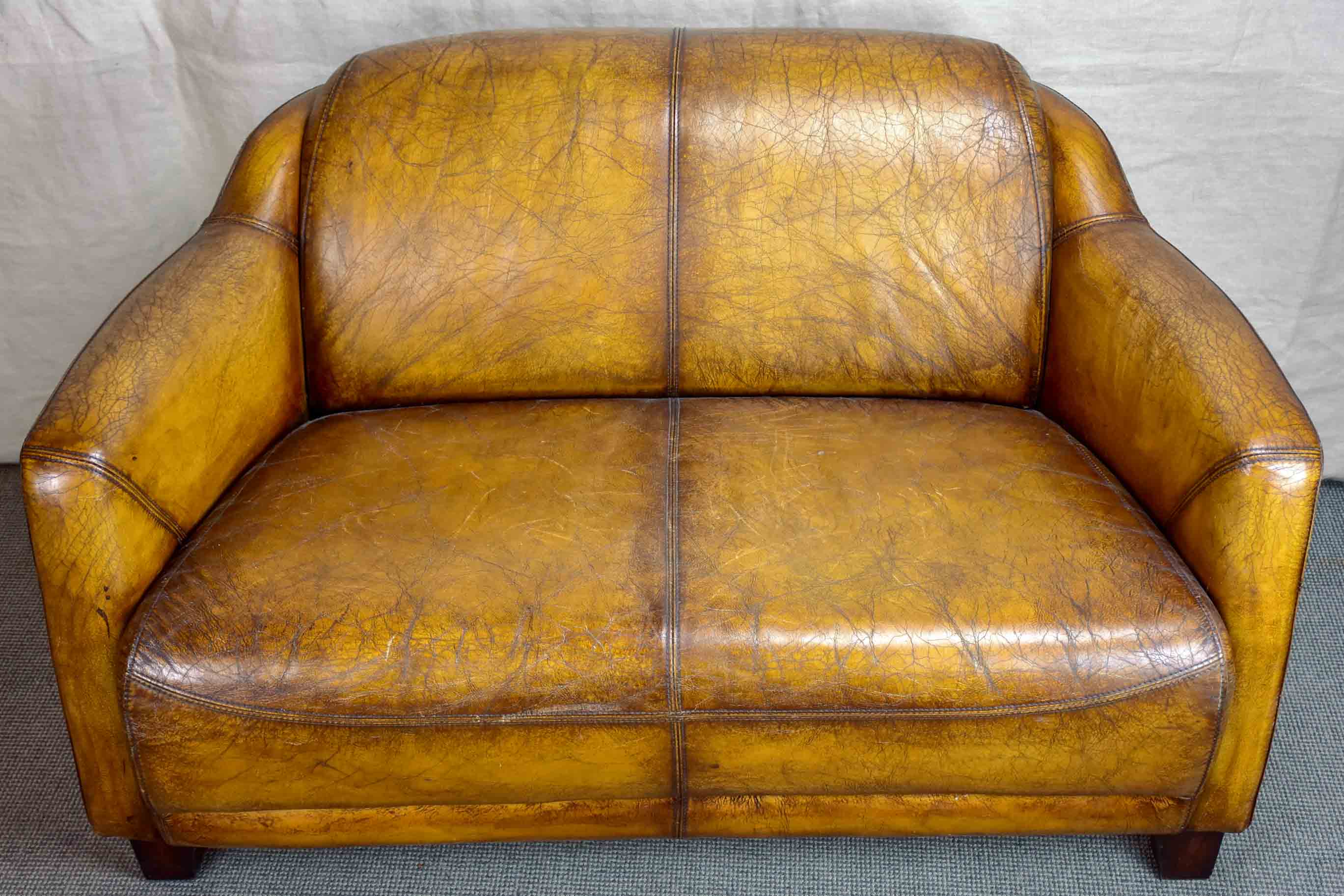 Vintage small leather sofa - two seater