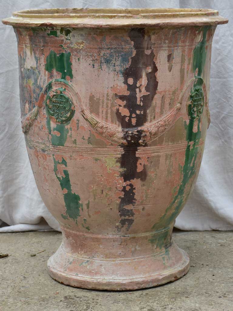 Very large antique terracotta Anduze urn - flame glaze 33½"