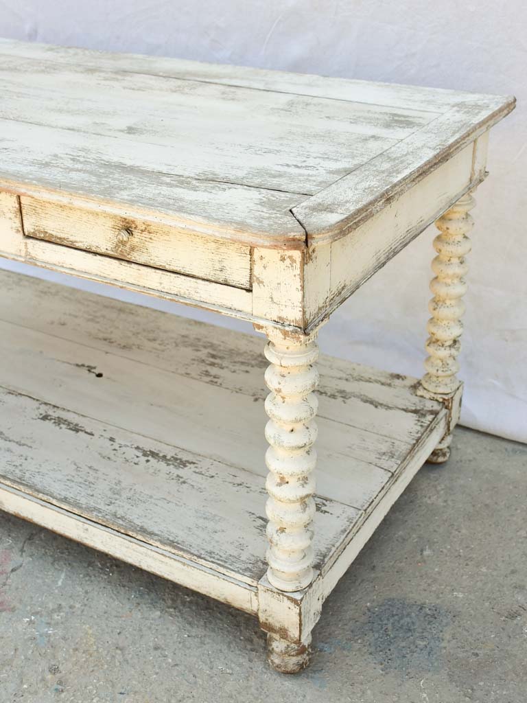 19th Century French oak drapery table with beige patina 30¼" x 62½"