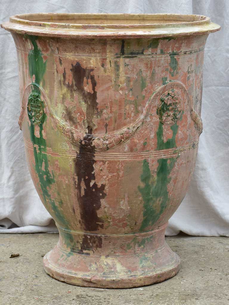 Very large antique terracotta Anduze urn - flame glaze 33½"