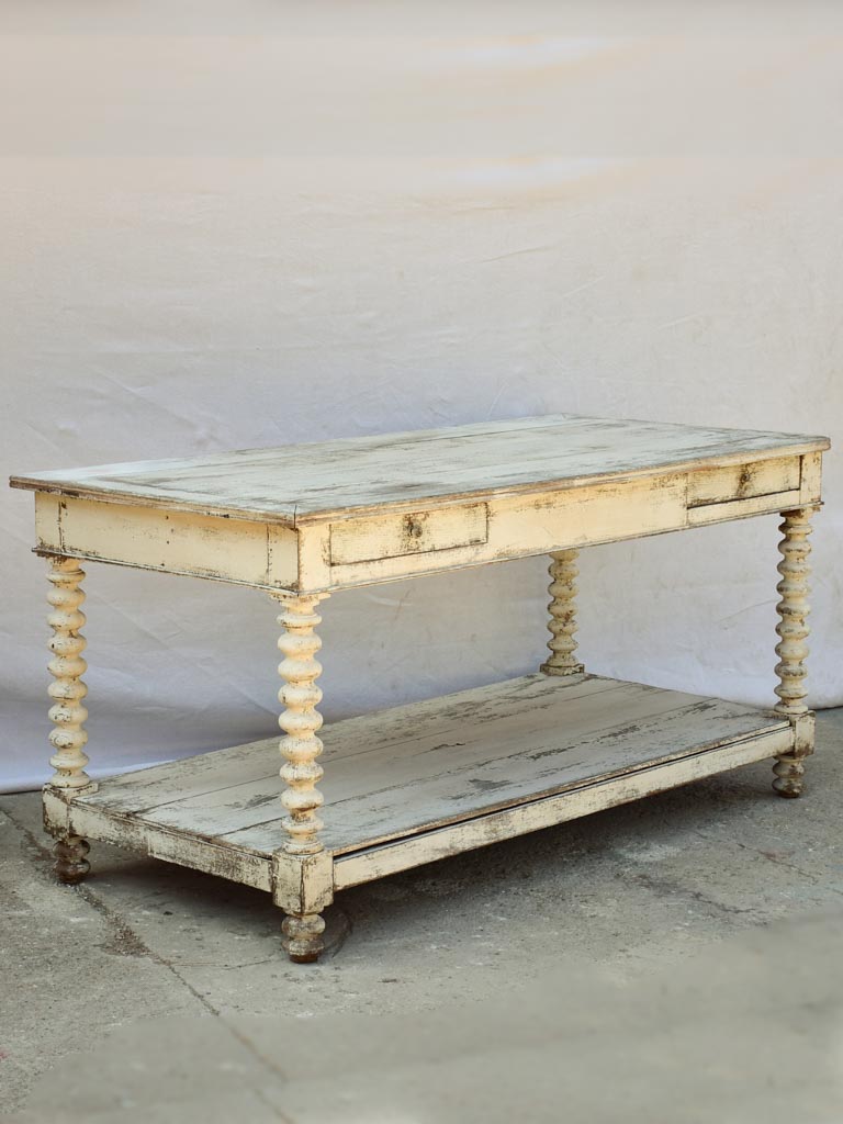 19th Century French oak drapery table with beige patina 30¼" x 62½"