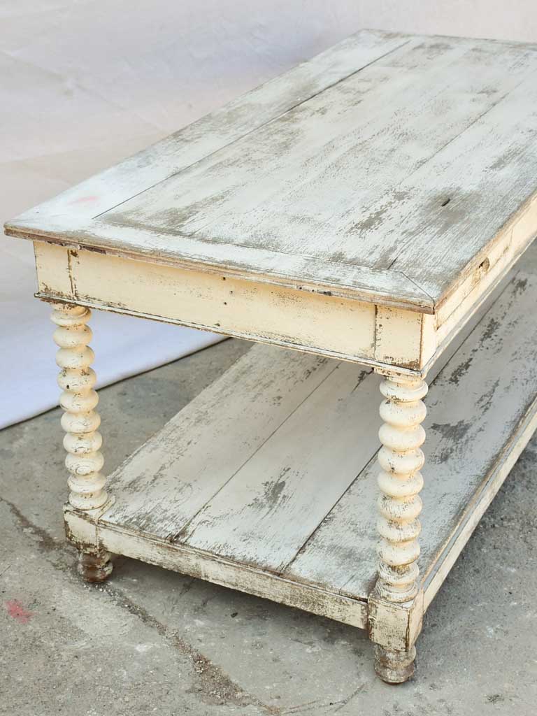 19th Century French oak drapery table with beige patina 30¼" x 62½"