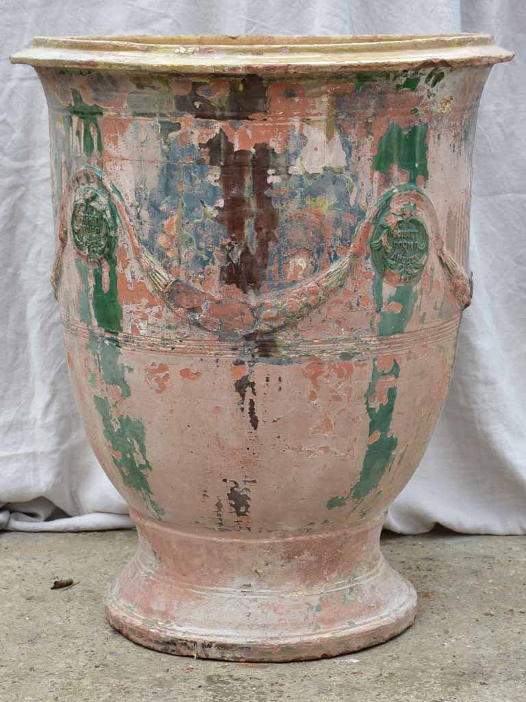 Very large antique terracotta Anduze urn - flame glaze 33½"