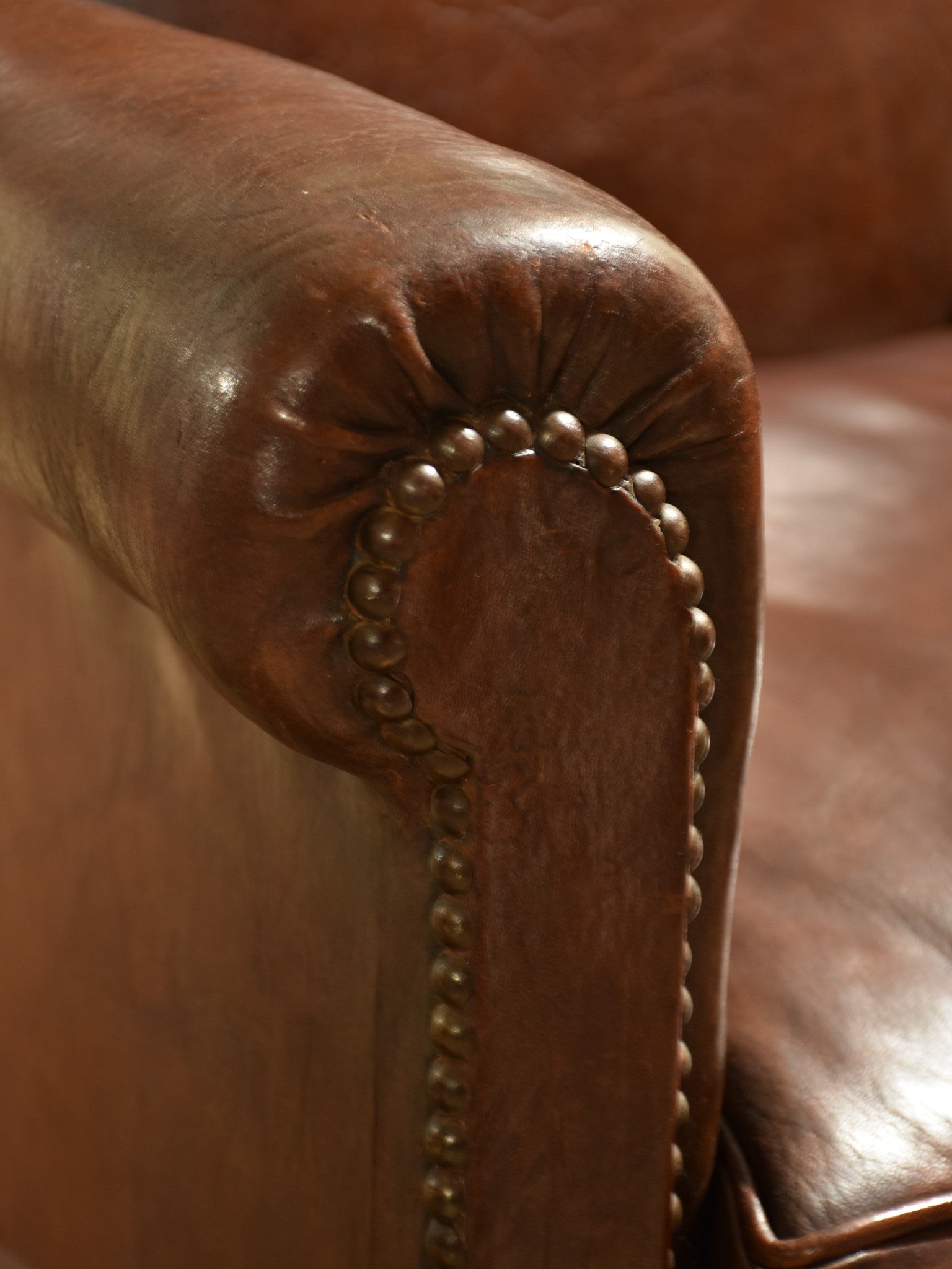 1940’s French leather club chair – square