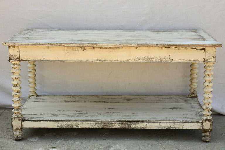 19th Century French oak drapery table with beige patina 30¼" x 62½"