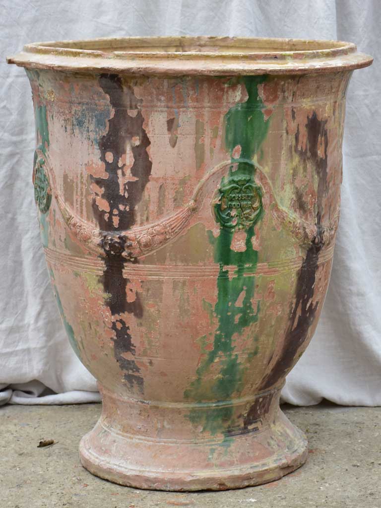 Very large antique terracotta Anduze urn - flame glaze 33½"