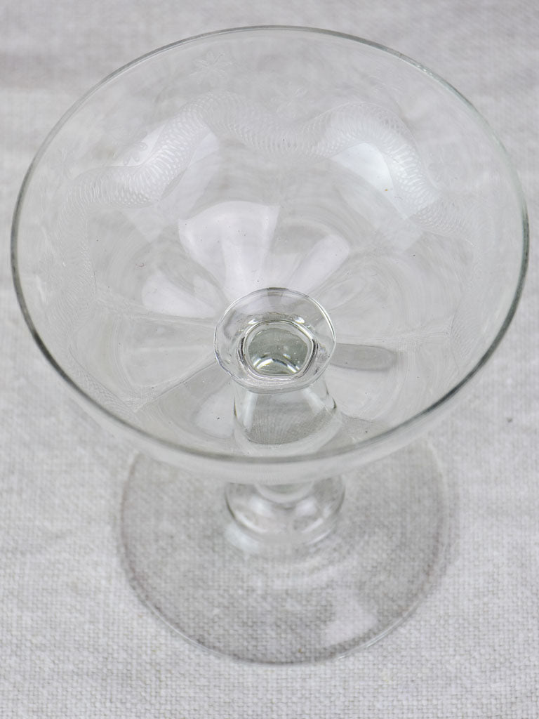 Set of six demi-crystal mid century French champagne cups